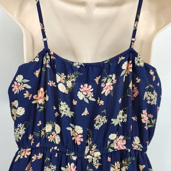Pink Rose Jumpsuit Blue Floral Chiffon Wide Leg Spaghetti Straps - Picture 8 of 11